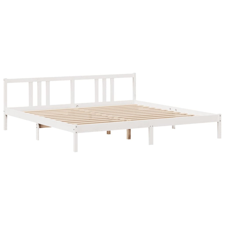 Säng Med Bokhylla Utan Madrass 200X200Cm Massiv Furu