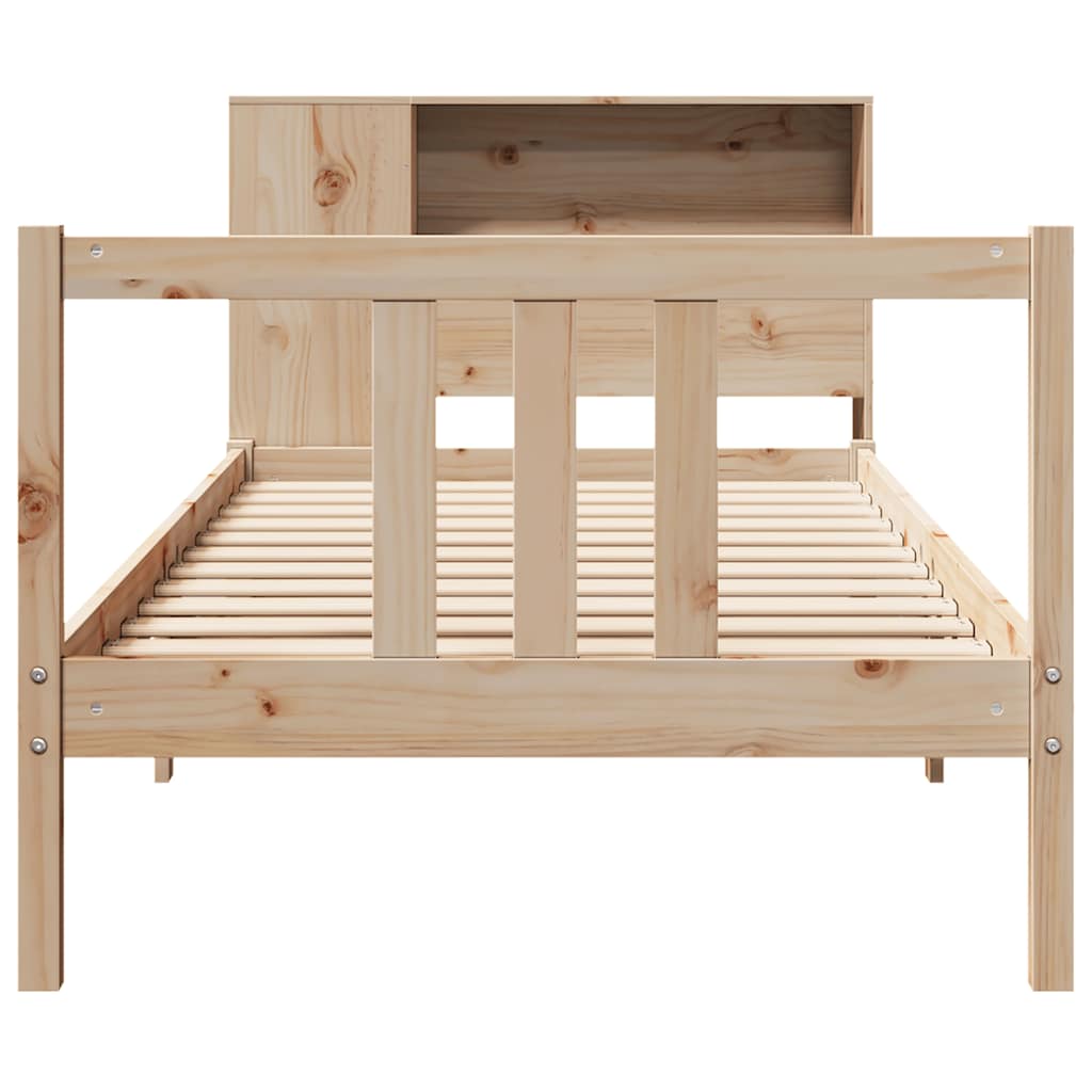 Säng Med Bokhylla Utan Madrass 75X190Cm Massiv Furu