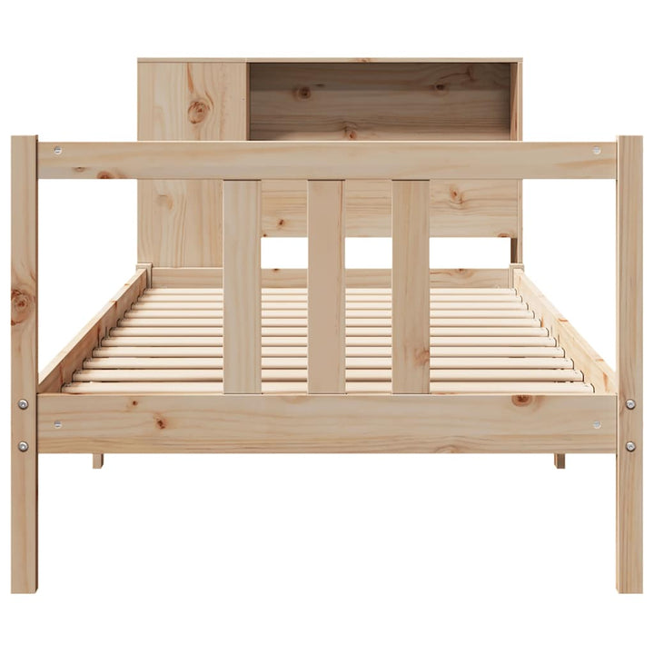 Säng Med Bokhylla Utan Madrass 75X190Cm Massiv Furu