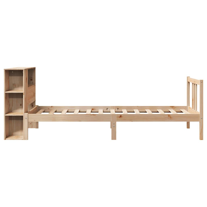 Säng Med Bokhylla Utan Madrass 75X190Cm Massiv Furu