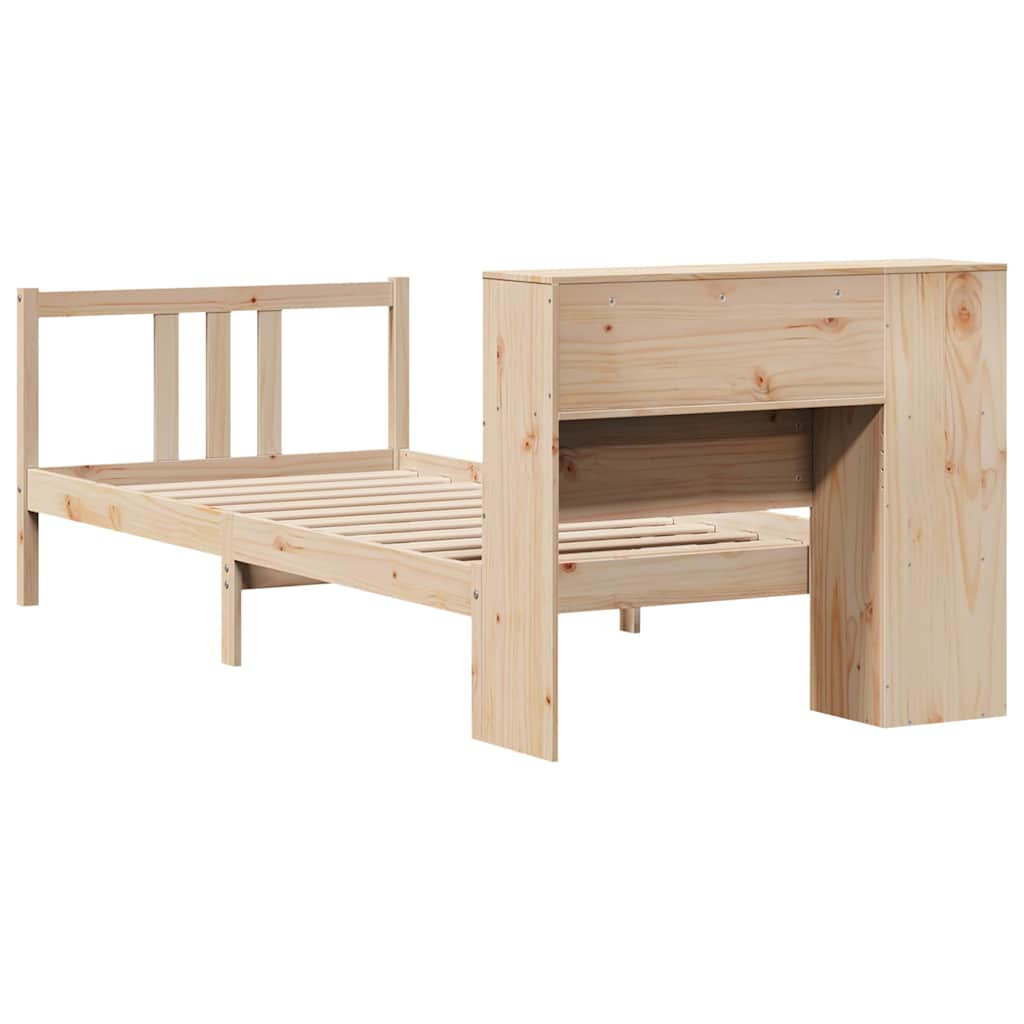 Säng Med Bokhylla Utan Madrass 75X190Cm Massiv Furu