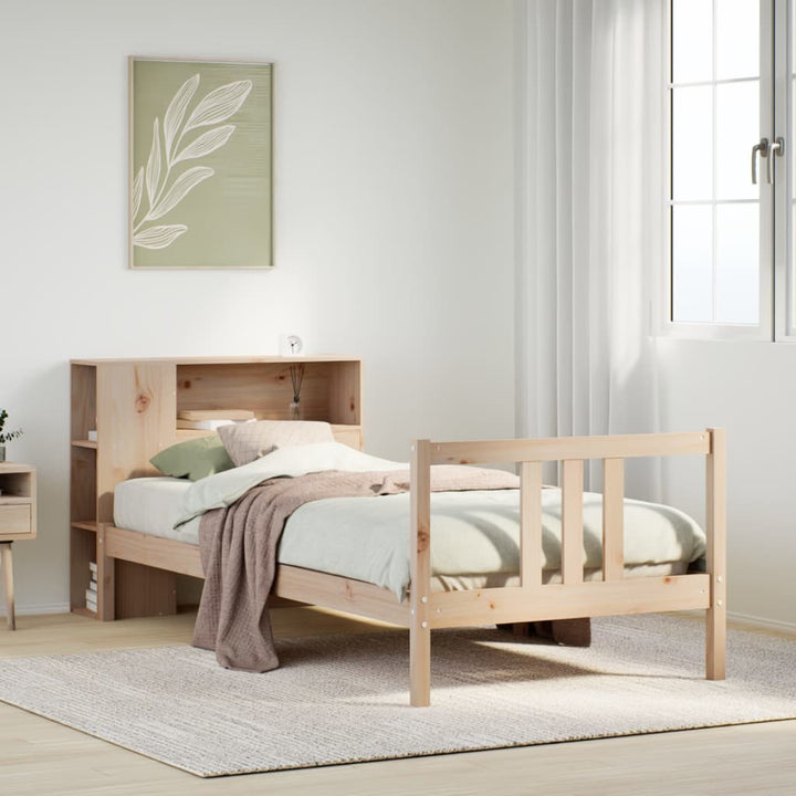 Säng Med Bokhylla Utan Madrass 75X190Cm Massiv Furu