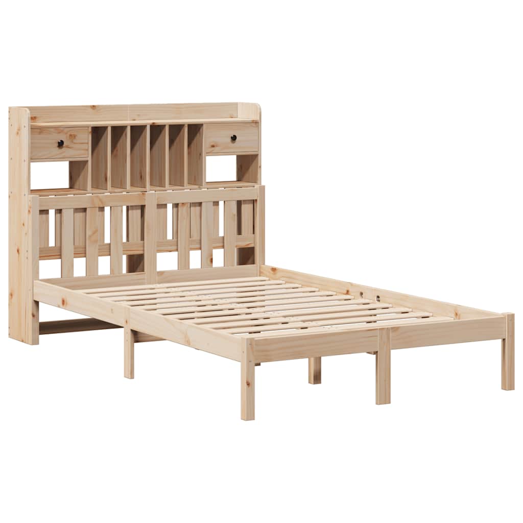 Säng Med Bokhylla Utan Madrass 135X190Cm Massiv Furu