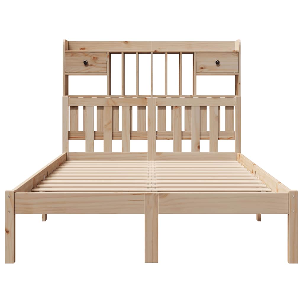 Säng Med Bokhylla Utan Madrass 135X190Cm Massiv Furu
