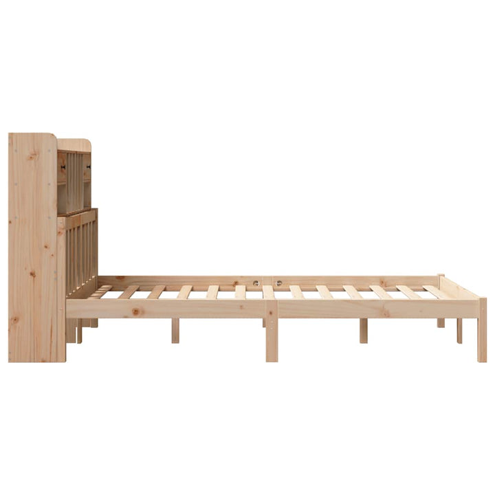Säng Med Bokhylla Utan Madrass 135X190Cm Massiv Furu