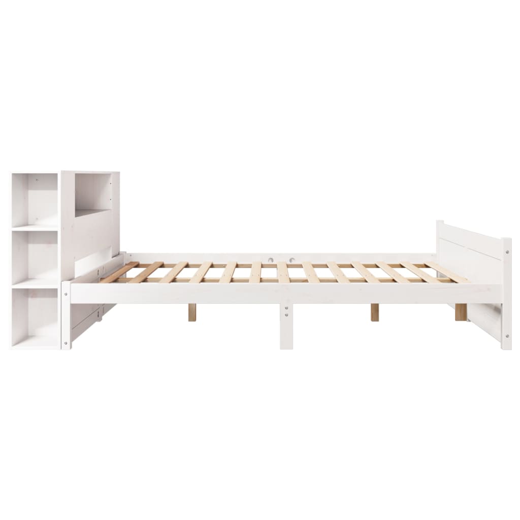 Säng Med Bokhylla Utan Madrass 150X200Cm Massiv Furu