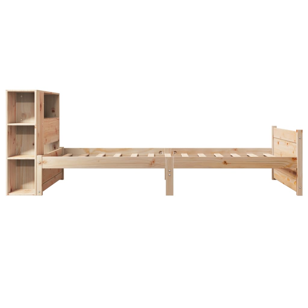 Säng Med Bokhylla Utan Madrass 100X200Cm Massiv Furu