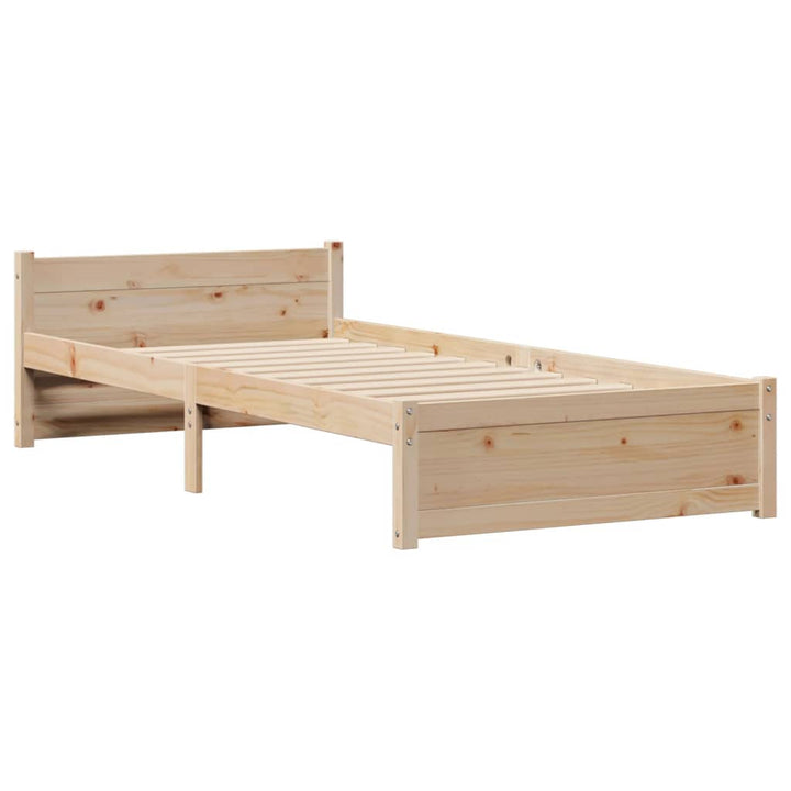 Säng Med Bokhylla Utan Madrass 100X200Cm Massiv Furu