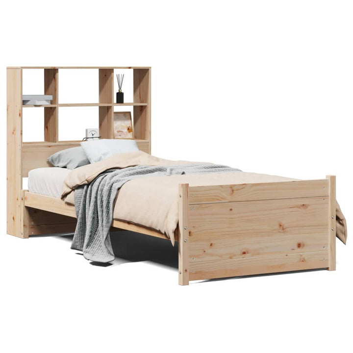Säng Med Bokhylla Utan Madrass 90X190Cm Massiv Furu