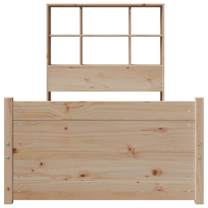 Säng Med Bokhylla Utan Madrass 90X190Cm Massiv Furu