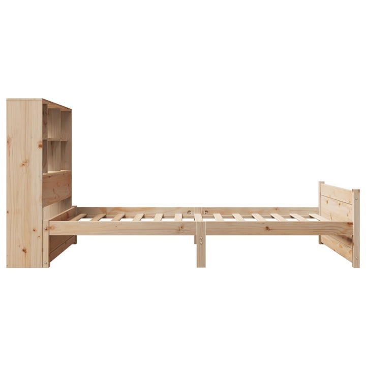 Säng Med Bokhylla Utan Madrass 90X190Cm Massiv Furu