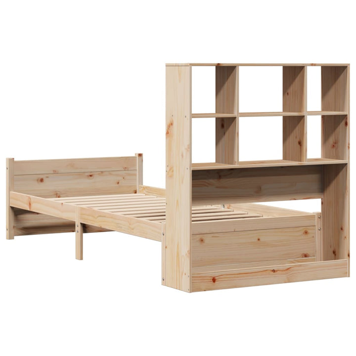 Säng Med Bokhylla Utan Madrass 90X190Cm Massiv Furu