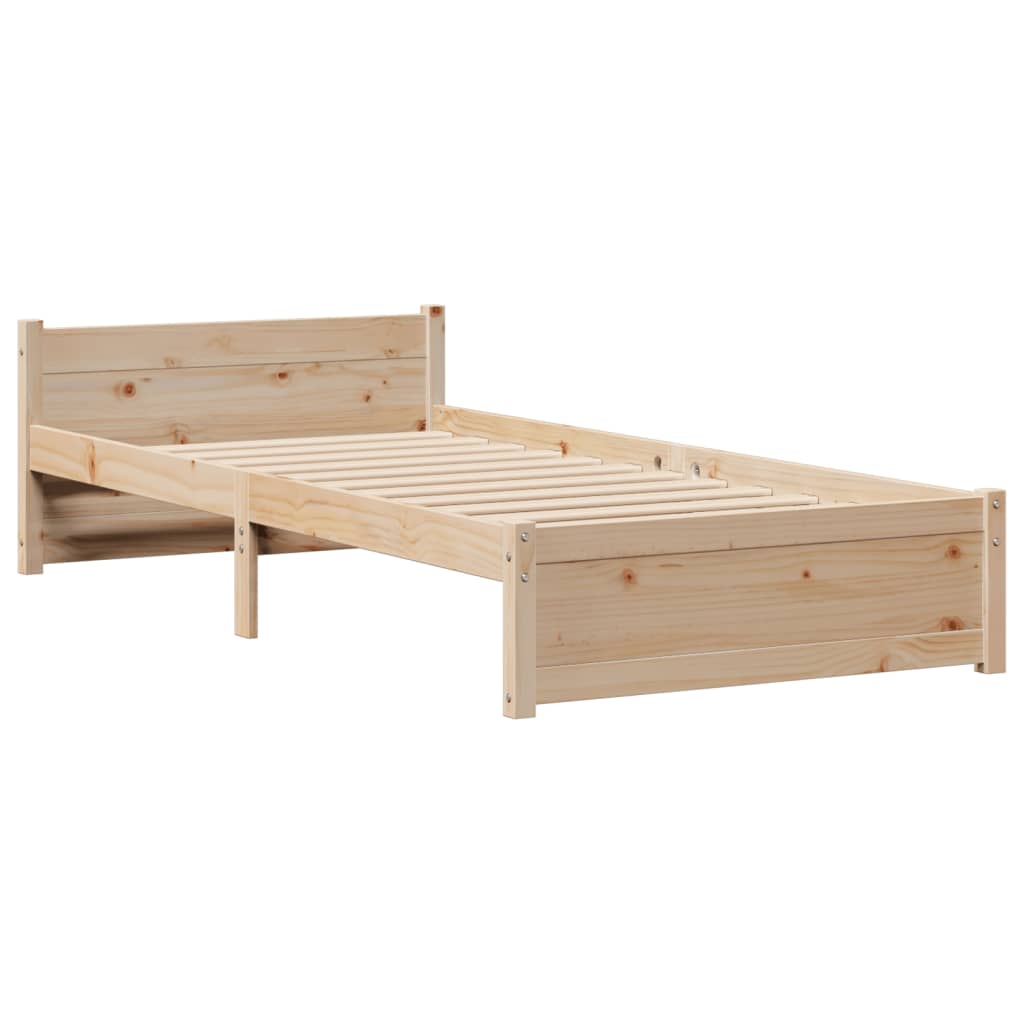 Säng Med Bokhylla Utan Madrass 90X190Cm Massiv Furu