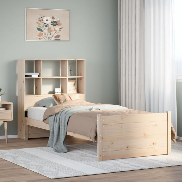Säng Med Bokhylla Utan Madrass 180X200Cm Massiv Furu