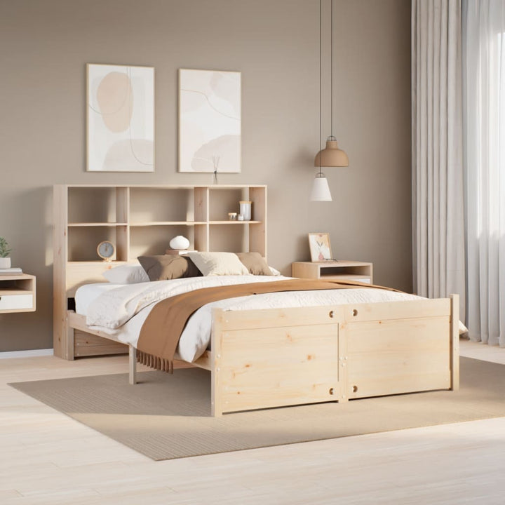 Säng Med Bokhylla Utan Madrass 90X190Cm Massiv Furu