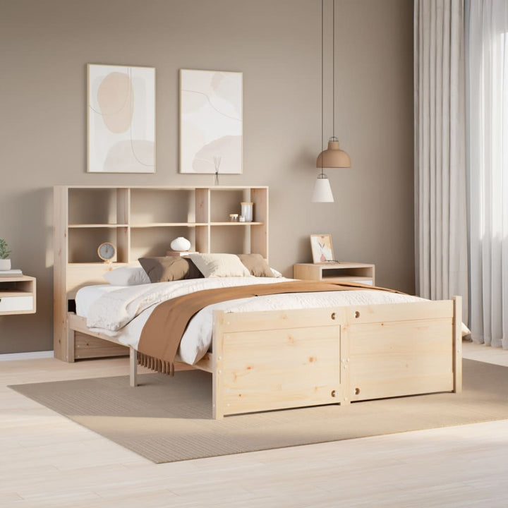 Säng Med Bokhylla Utan Madrass 180X200Cm Massiv Furu