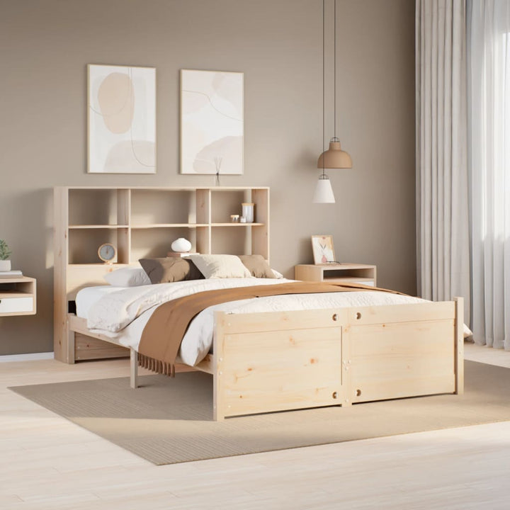 Säng Med Bokhylla Utan Madrass 180X200Cm Massiv Furu