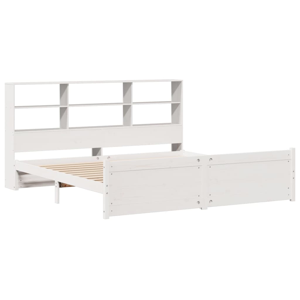 Säng Med Bokhylla Utan Madrass 180X200Cm Massiv Furu