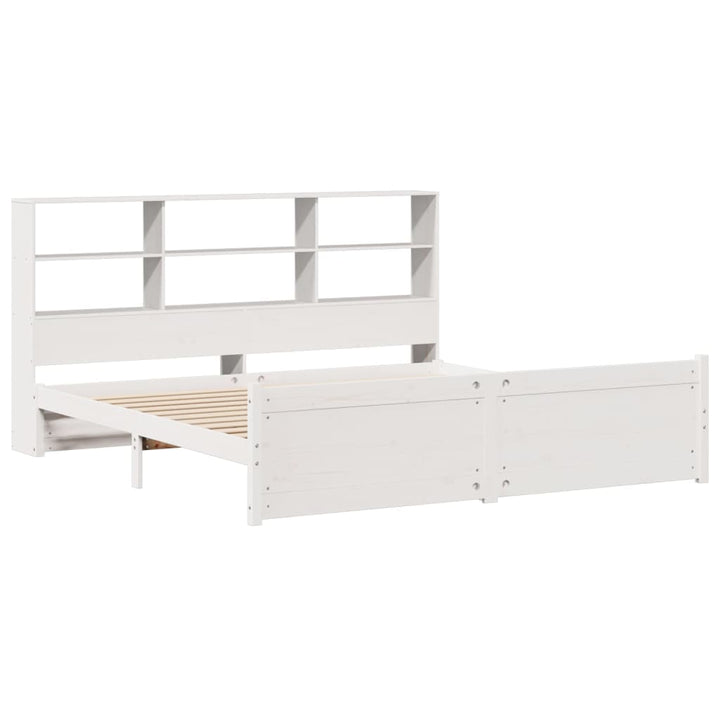 Säng Med Bokhylla Utan Madrass 180X200Cm Massiv Furu