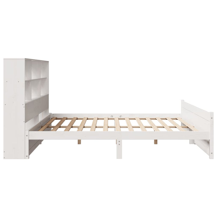 Säng Med Bokhylla Utan Madrass 180X200Cm Massiv Furu