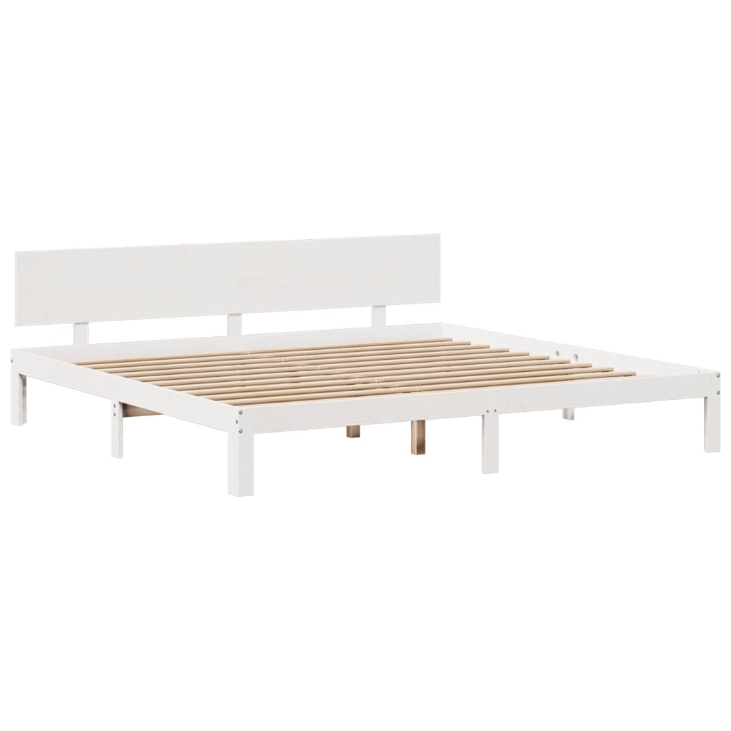 Säng Med Bokhylla Utan Madrass 200X200Cm Massiv Furu