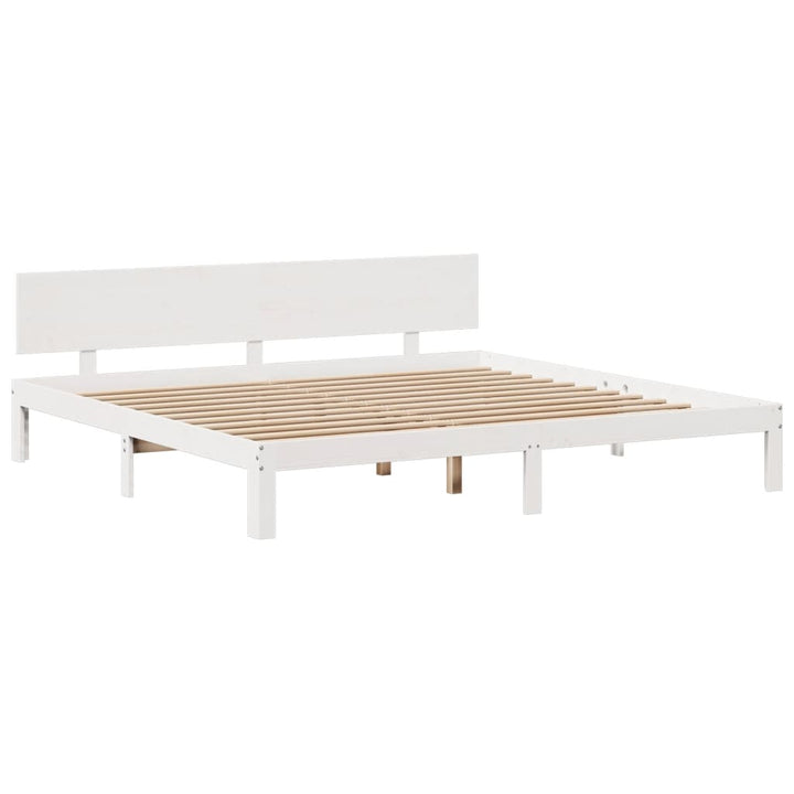 Säng Med Bokhylla Utan Madrass 200X200Cm Massiv Furu