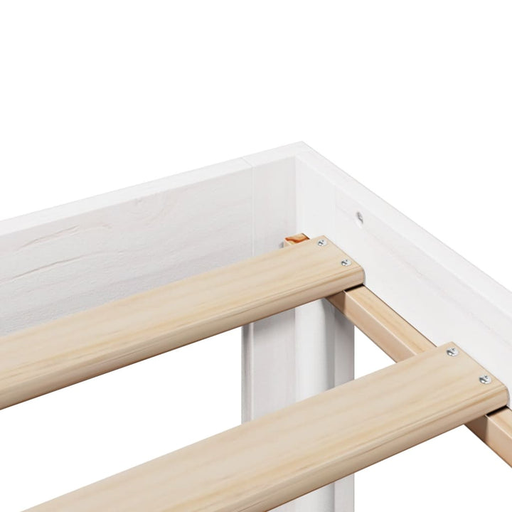 Säng Med Bokhylla Utan Madrass 200X200Cm Massiv Furu
