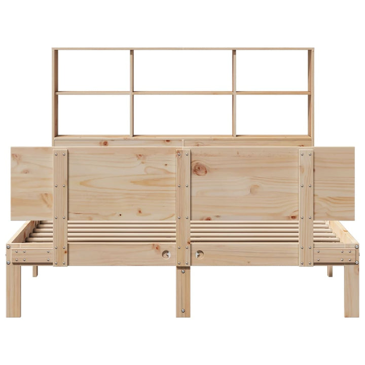 Säng Med Bokhylla Utan Madrass 150X200Cm Massiv Furu