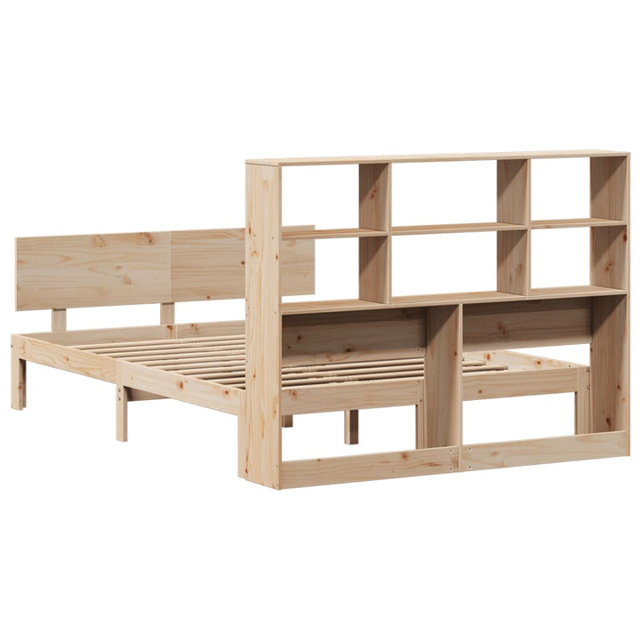 Säng Med Bokhylla Utan Madrass 150X200Cm Massiv Furu