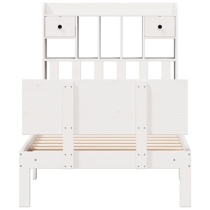 Säng Med Bokhylla Utan Madrass 90X200Cm Massiv Furu
