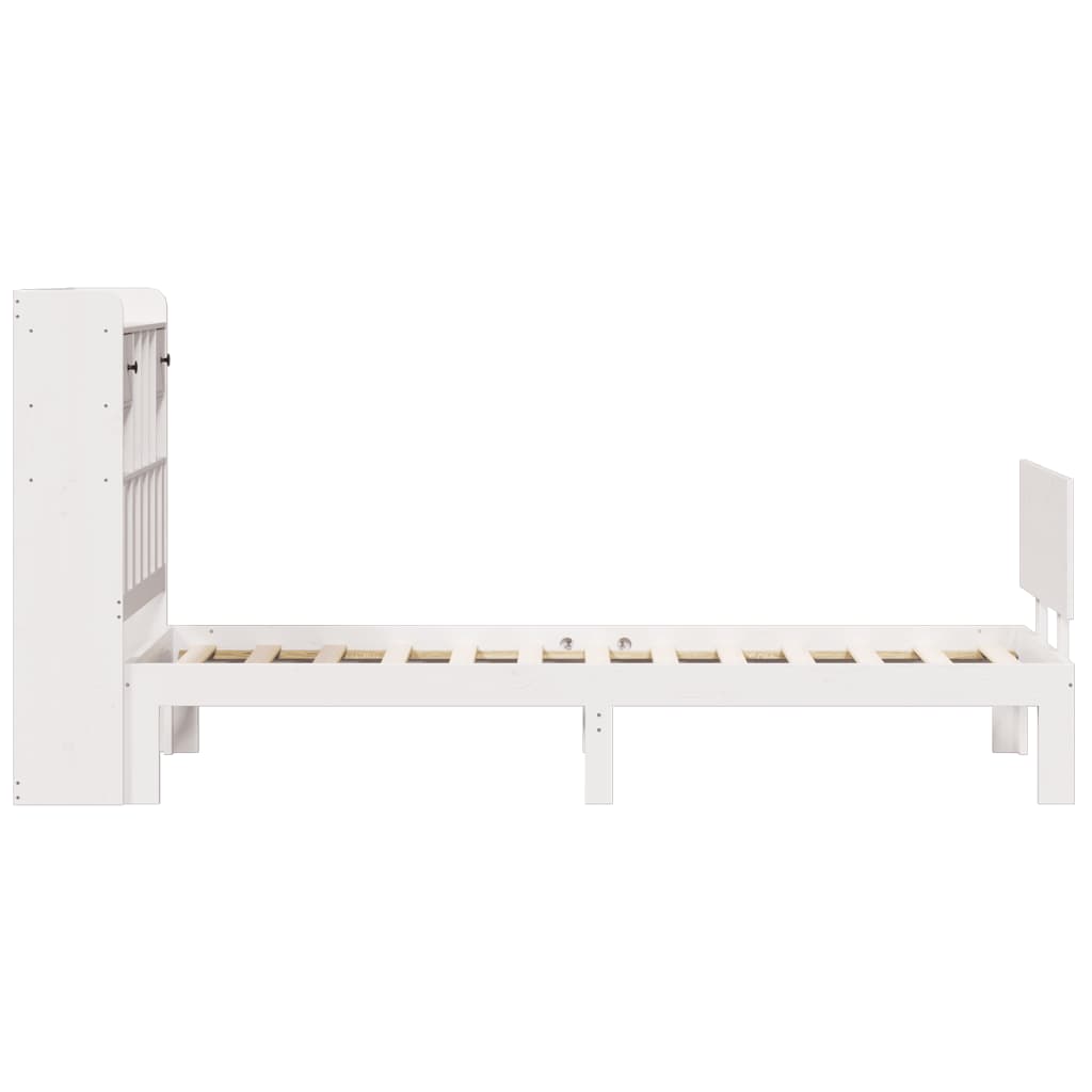 Säng Med Bokhylla Utan Madrass 90X200Cm Massiv Furu