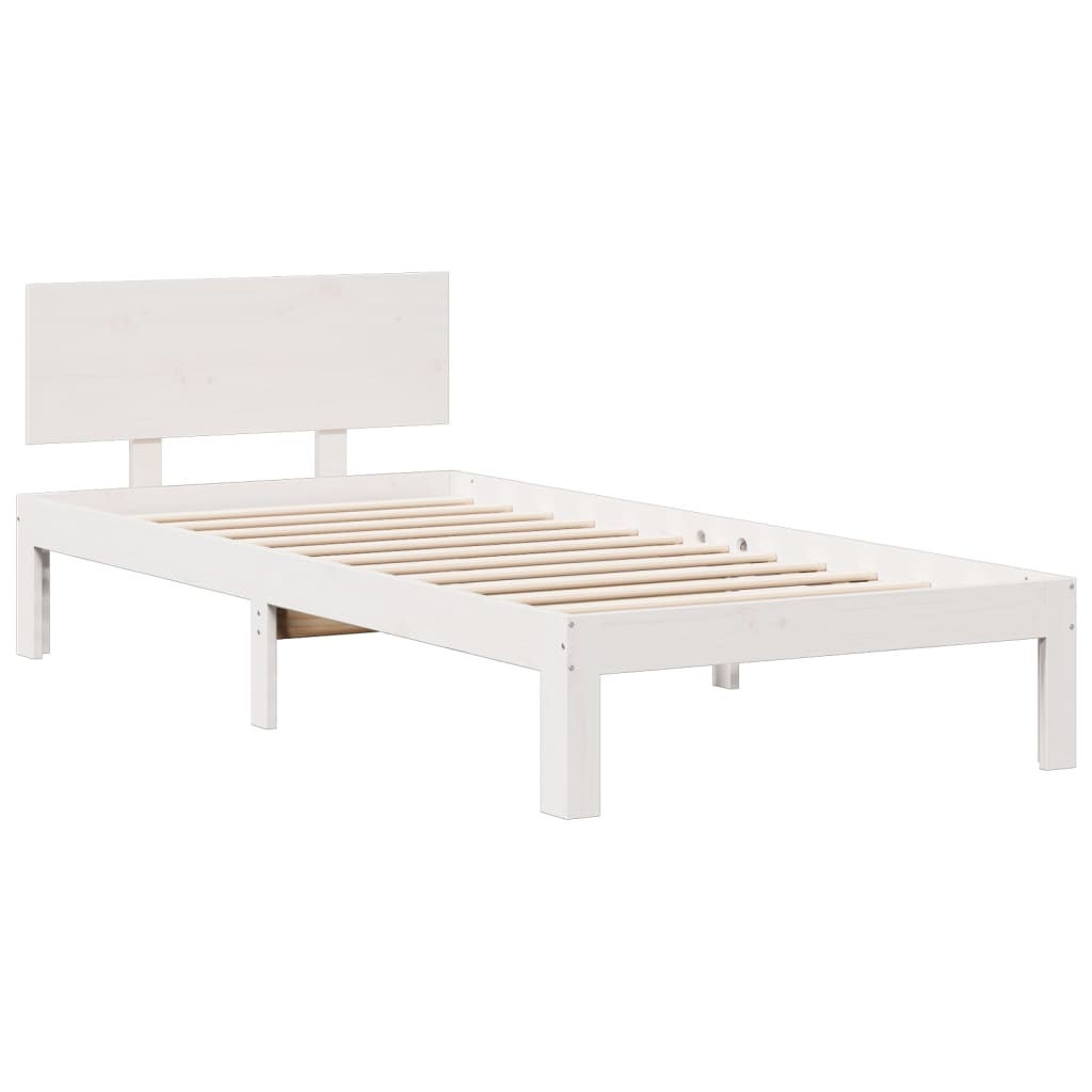 Säng Med Bokhylla Utan Madrass 90X200Cm Massiv Furu