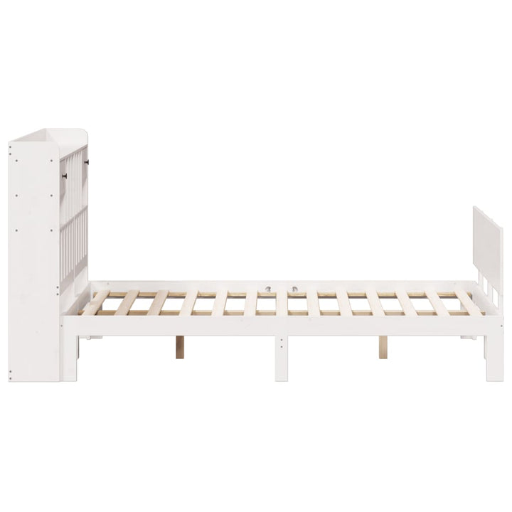 Säng Med Bokhylla Utan Madrass 150X200Cm Massiv Furu