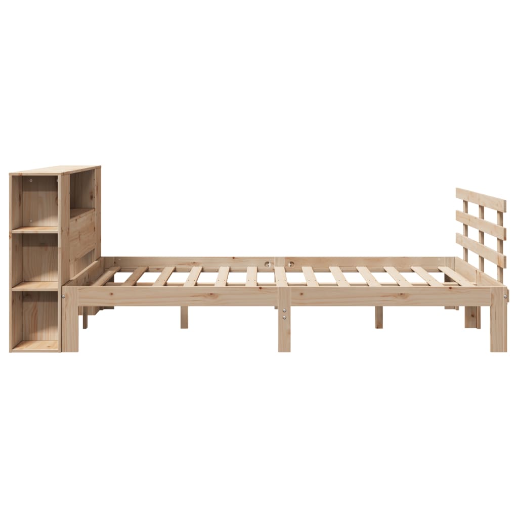 Säng Med Bokhylla Utan Madrass 140X200Cm Massiv Furu