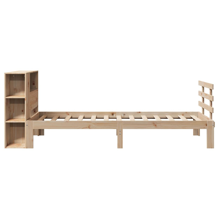 Säng Med Bokhylla Utan Madrass 100X200Cm Massiv Furu