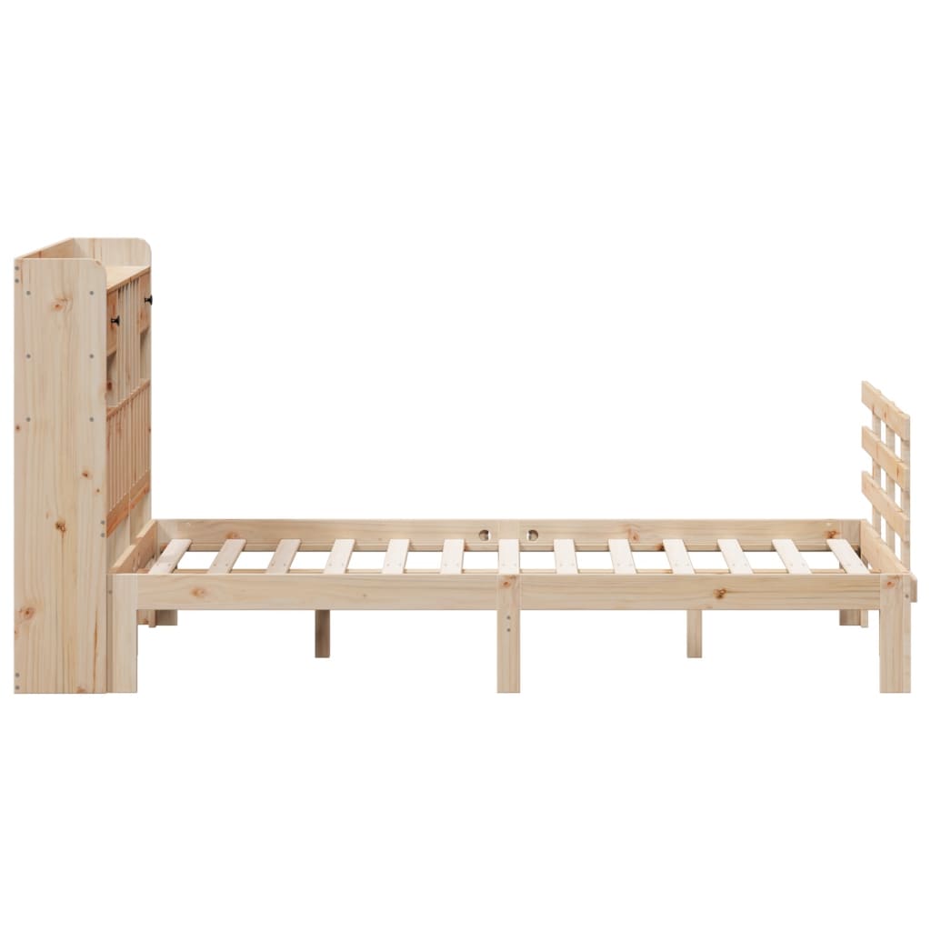 Säng Med Bokhylla Utan Madrass 135X190Cm Massiv Furu