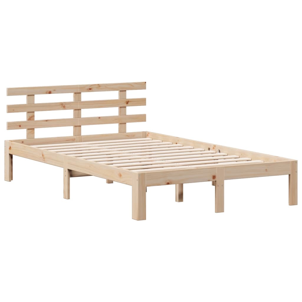 Säng Med Bokhylla Utan Madrass 135X190Cm Massiv Furu