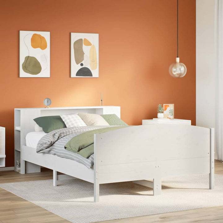 Säng Med Bokhylla Utan Madrass 140X190Cm Massiv Furu
