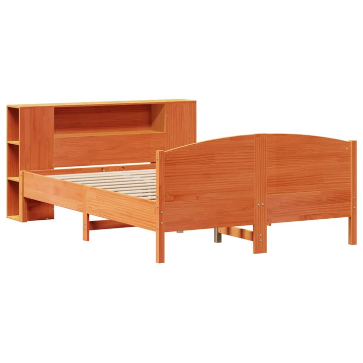 Säng Med Bokhylla Utan Madrass 140X190Cm Massiv Furu