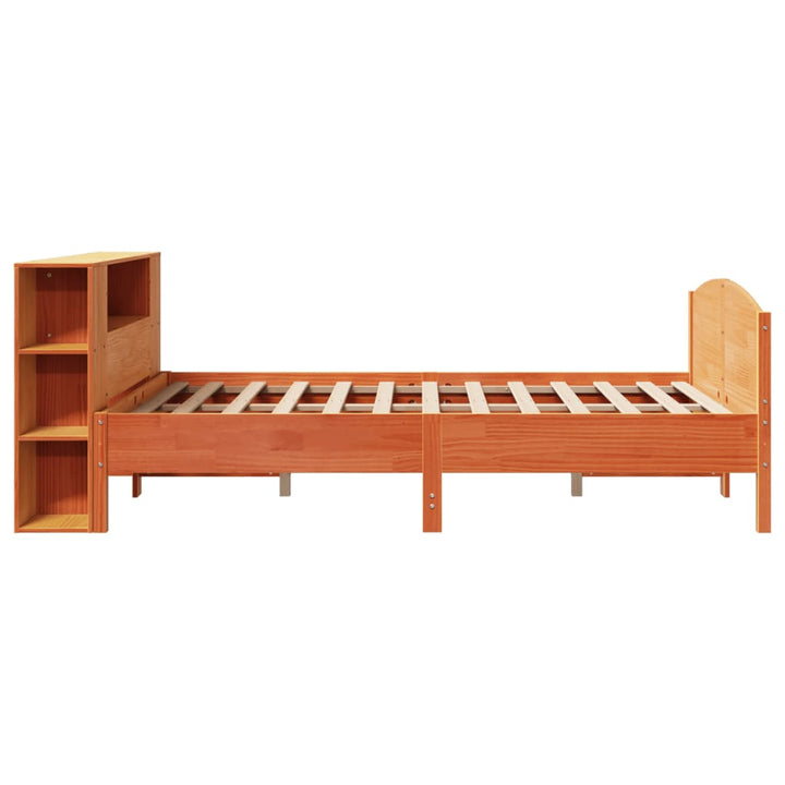 Säng Med Bokhylla Utan Madrass 140X190Cm Massiv Furu