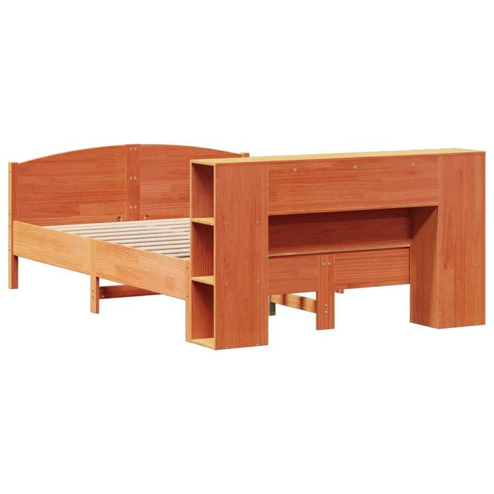 Säng Med Bokhylla Utan Madrass 140X190Cm Massiv Furu