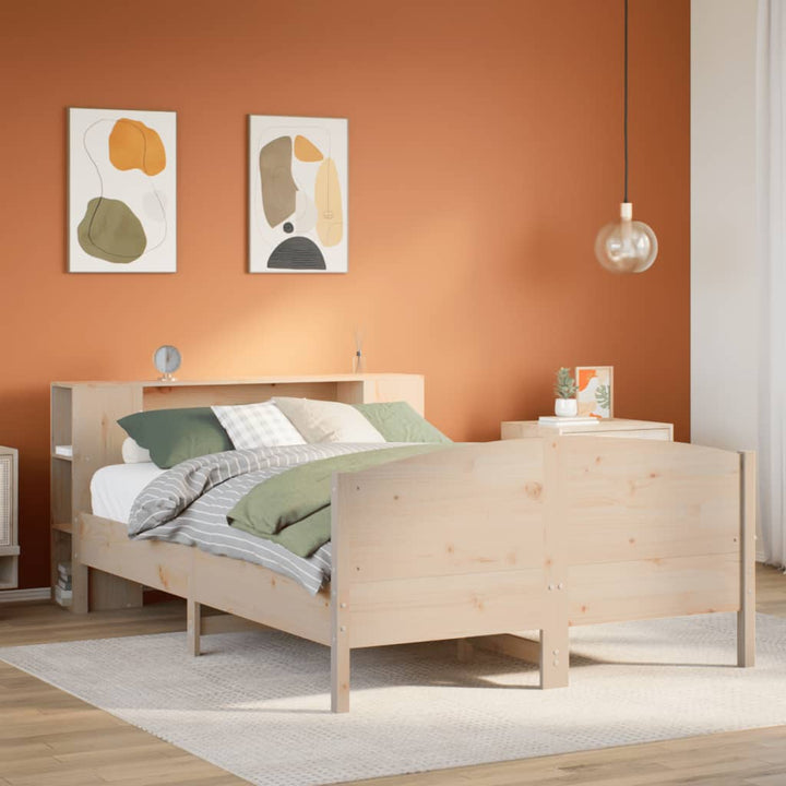 Säng Med Bokhylla Utan Madrass 140X190Cm Massiv Furu