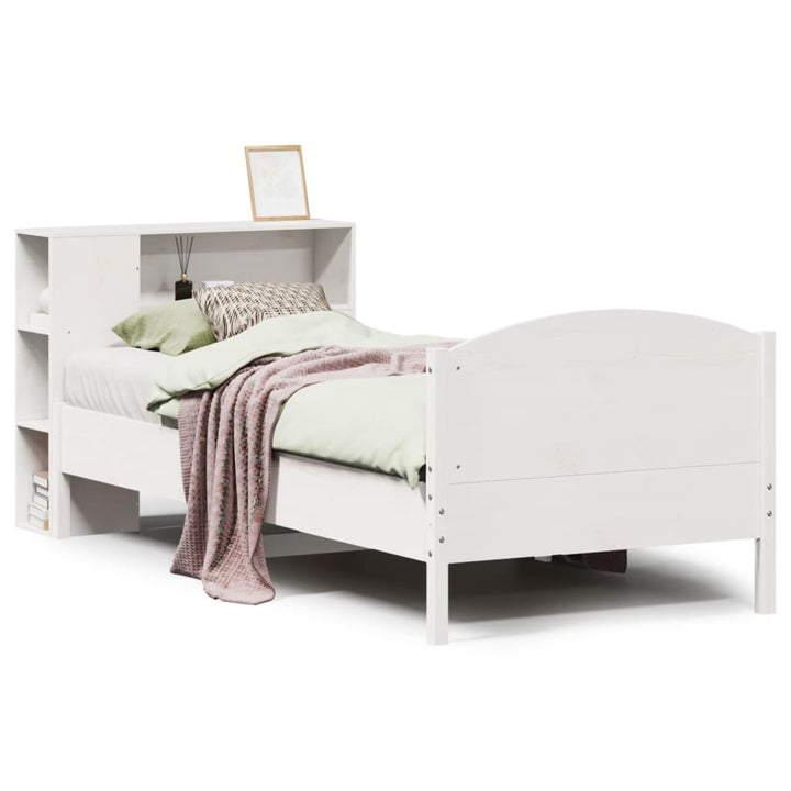 Säng Med Bokhylla Utan Madrass 75X190Cm Massiv Furu