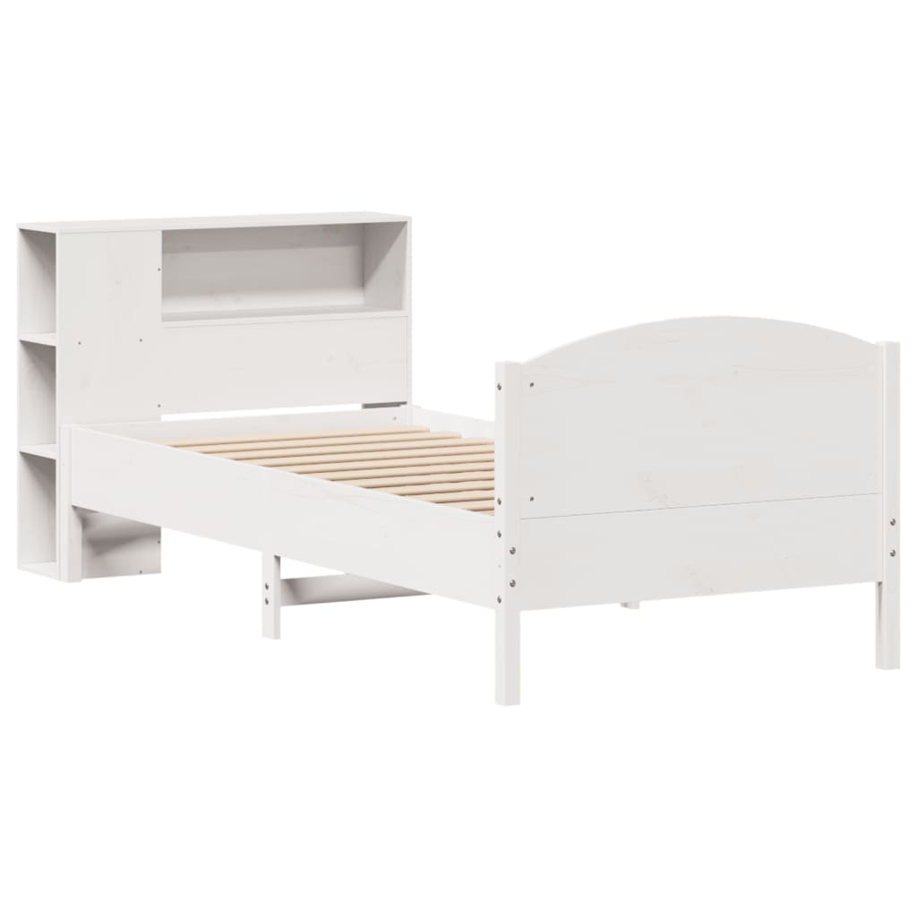Säng Med Bokhylla Utan Madrass 75X190Cm Massiv Furu
