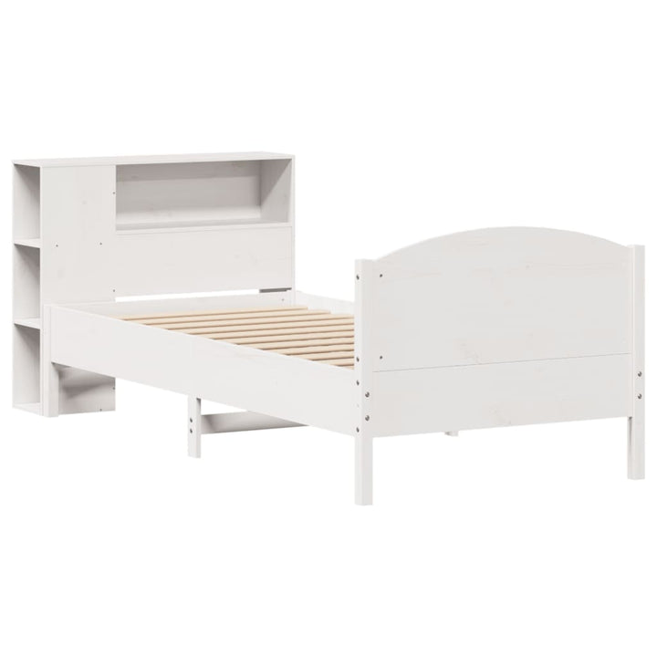 Säng Med Bokhylla Utan Madrass 75X190Cm Massiv Furu