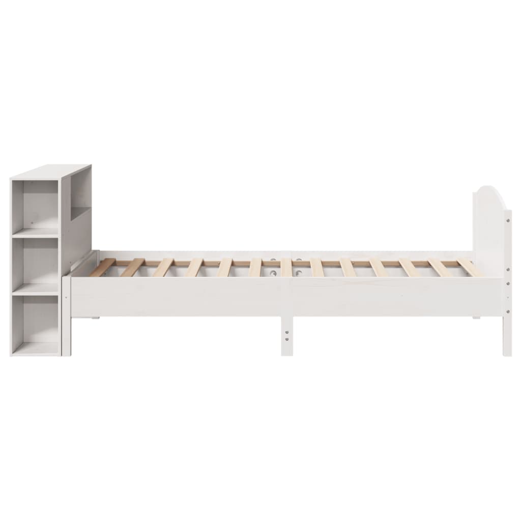 Säng Med Bokhylla Utan Madrass 75X190Cm Massiv Furu