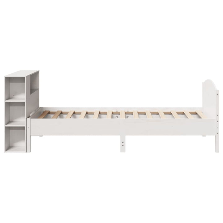 Säng Med Bokhylla Utan Madrass 75X190Cm Massiv Furu