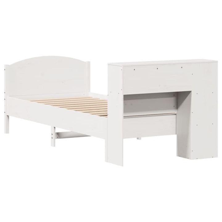 Säng Med Bokhylla Utan Madrass 75X190Cm Massiv Furu
