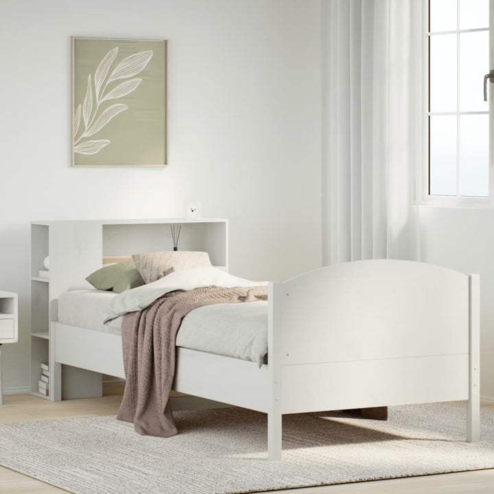 Säng Med Bokhylla Utan Madrass 75X190Cm Massiv Furu