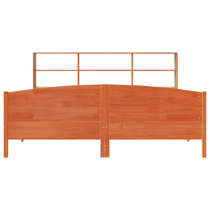 Säng Med Bokhylla Utan Madrass 200X200Cm Massiv Furu